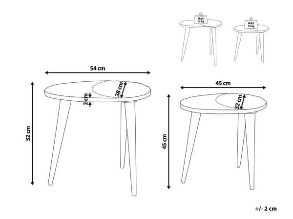 Sett med 2 Sidebord Mørk Mangotre Dekorativt Kaffebord Liten Stuemøbler Orientalsk design