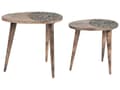 Miniatyrbilde 1 av 8: Sett med 2 Sidebord Mørk Mangotre Dekorativt Kaffebord Liten Stuemøbler Orientalsk design