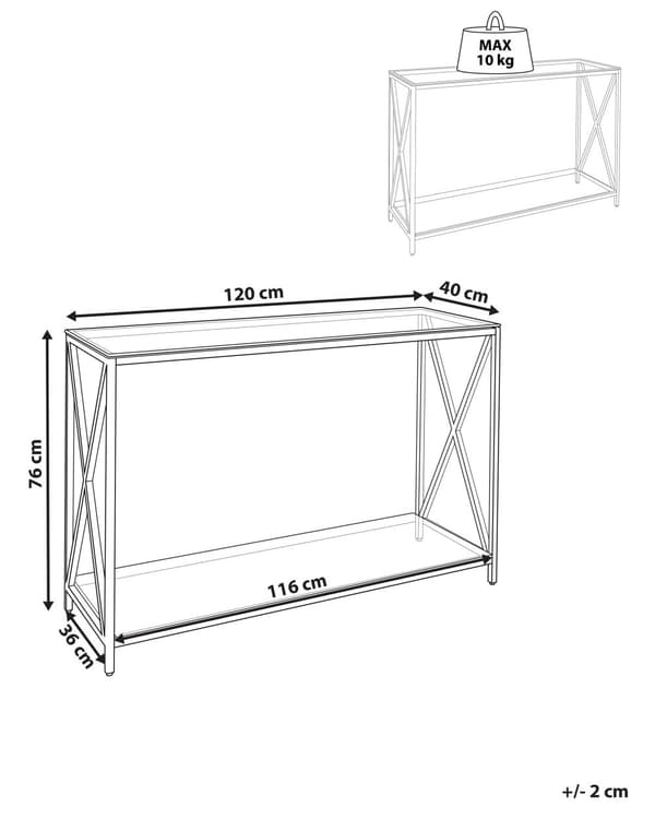 Konsolipöytä hopea 120 x 76 x 40 cm lasi ruostumaton teräs hylly suorakulmainen moderni