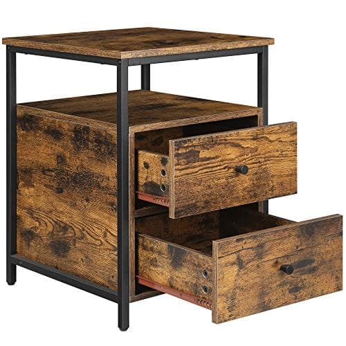 VASAGLE natbord, sidebord, 45 x 45 x 60 cm, rustik brun og sort