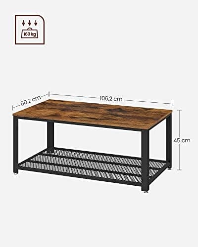 VASAGLE Soffbord, Cocktailbord, Lätt att montera, Rustik Brun