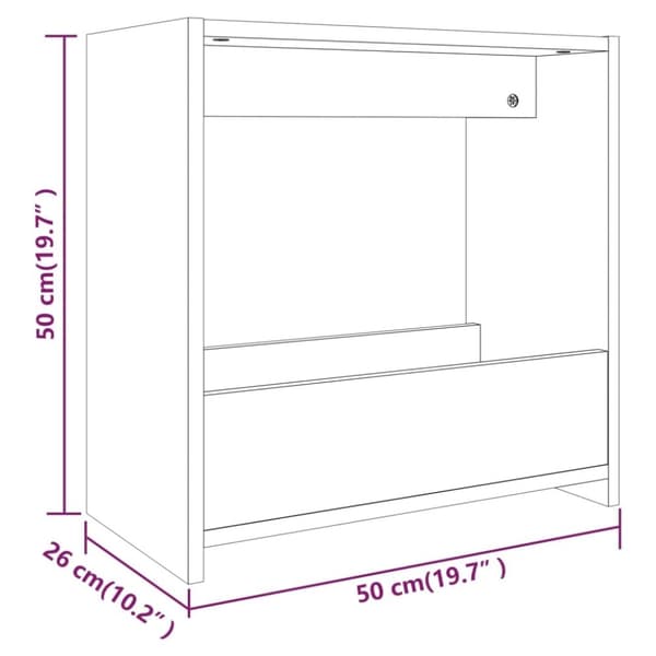 vidaXL Sidebord grå sonoma 50x26x50 cm konstruert tre