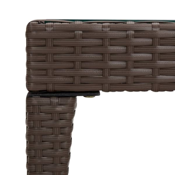 vidaXL sidebord 50x50x38 cm polyrattan og hærdet glas brun