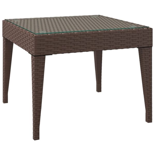 vidaXL sidebord 50x50x38 cm polyrattan og hærdet glas brun