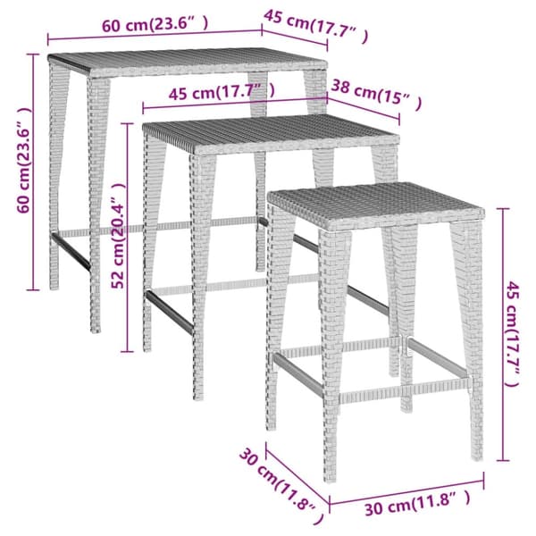 vidaXL Stablebord 3 stk brun polyrotting