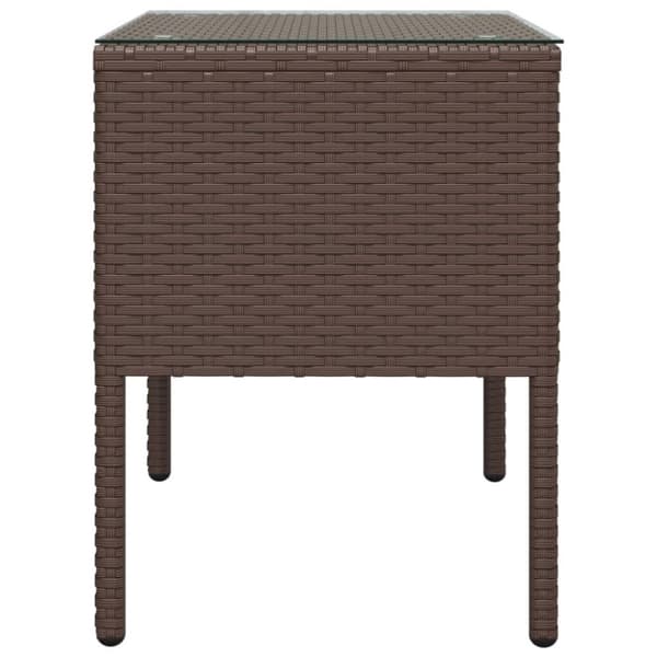 vidaXL Sivupöytä ruskea 53x37x48 cm polyrottinki ja karkaistu lasi