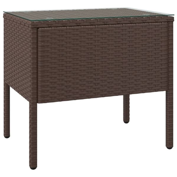 vidaXL sidebord 53x37x48 cm polyrattan og hærdet glas brun