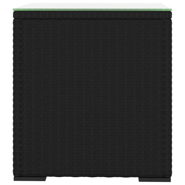vidaXL sidebord 40x37x40,5 cm polyrattan og hærdet glas sort