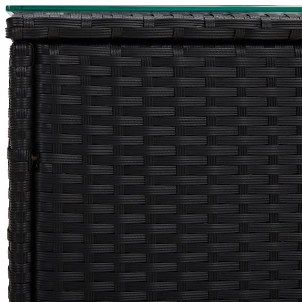 vidaXL sidebord 40x37x40,5 cm polyrattan og hærdet glas sort