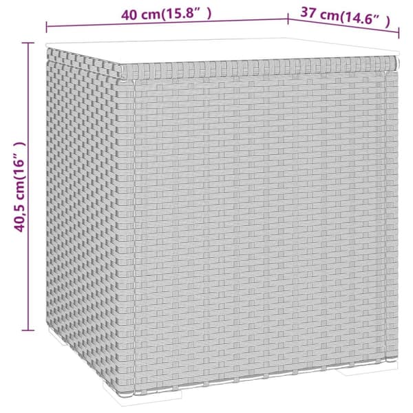 vidaXL sidebord 40x37x40,5 cm polyrattan og hærdet glas sort