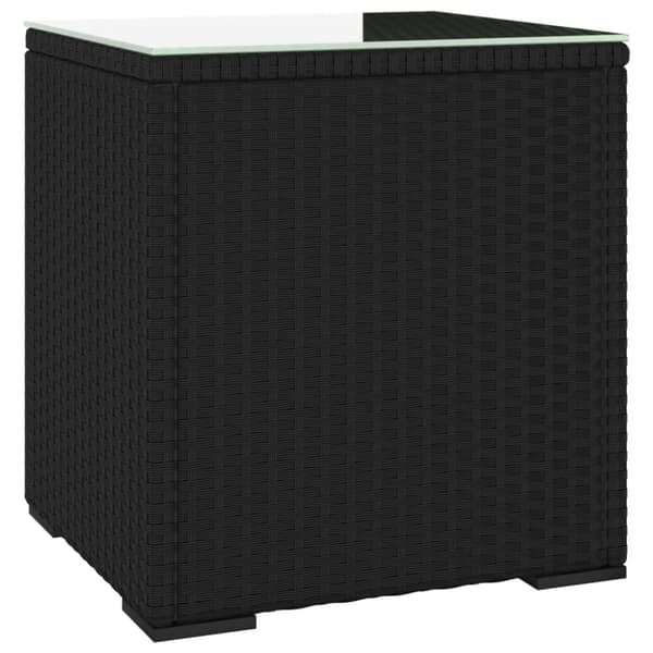 vidaXL sidebord 40x37x40,5 cm polyrattan og hærdet glas sort