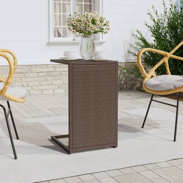 vidaXL sidebord 40x35x60 cm C-formet polyrattan brun