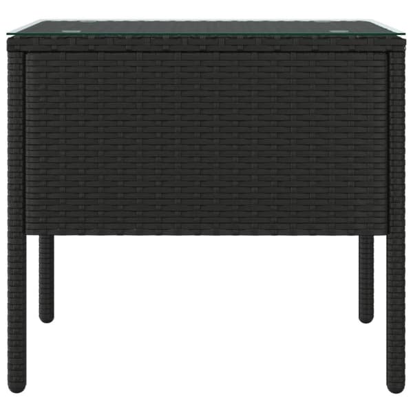 vidaXL Sidebord svart 53x37x48 cm polyrotting og herdet glass
