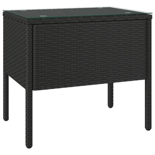 vidaXL sidebord 53x37x48 cm polyrattan og hærdet glas sort