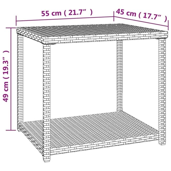 vidaXL sidebord 55x45x49 cm polyrattan brun