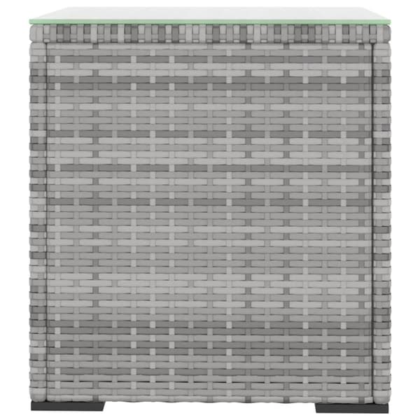 vidaXL Sivupöytä harmaa 40x37x40,5 cm polyrottinki ja karkaistu lasi