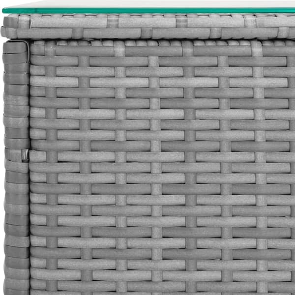 vidaXL Sivupöytä harmaa 40x37x40,5 cm polyrottinki ja karkaistu lasi