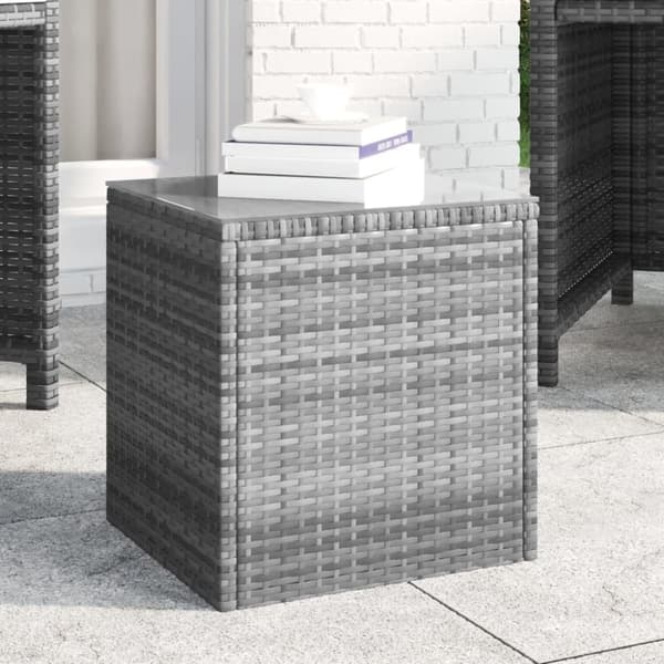 vidaXL sidebord 40x37x40,5 cm polyrattan og hærdet glas grå