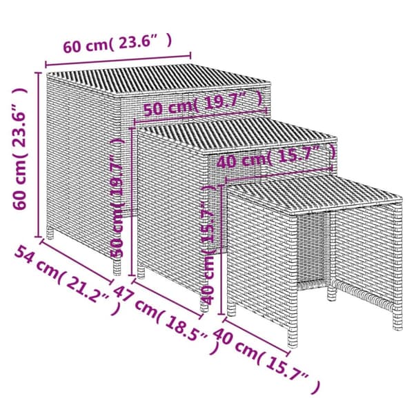 vidaXL Stablebord 3 stk brun polyrotting