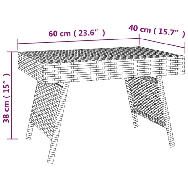 vidaXL foldbart sidebord 60x40x38 cm polyrattan sort