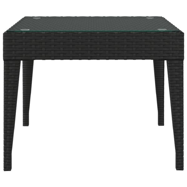 vidaXL sidebord 50x50x38 cm polyrattan og hærdet glas sort