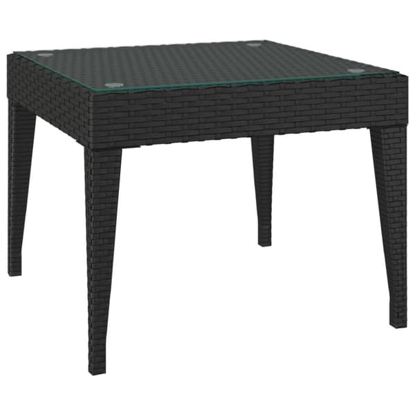 vidaXL sidebord 50x50x38 cm polyrattan og hærdet glas sort