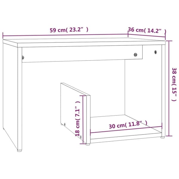 vidaXL sidebord 59x36x38 cm konstrueret træ røget egetræsfarve