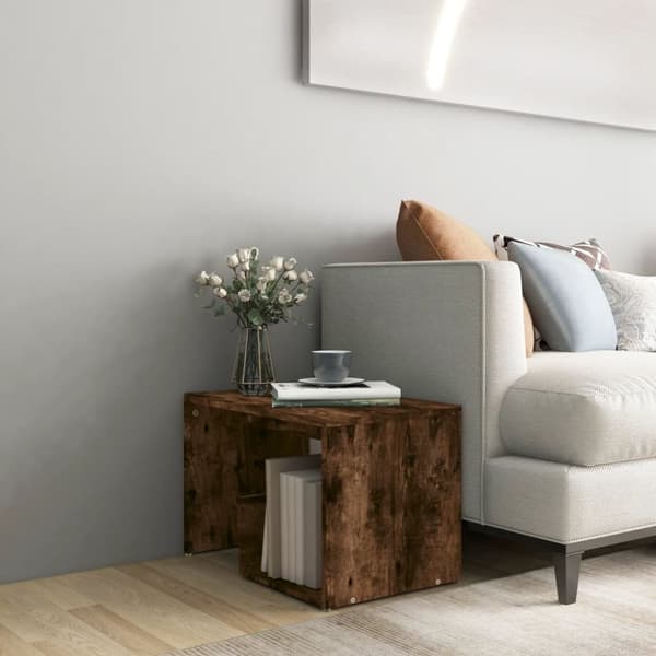 vidaXL sidebord 59x36x38 cm konstrueret træ røget egetræsfarve