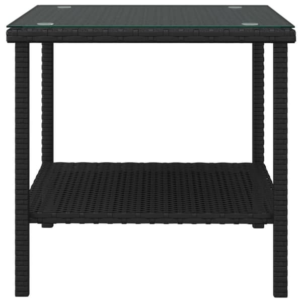 vidaXL Sidebord svart 45x45x45 cm polyrotting og herdet glass