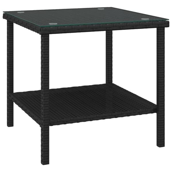 vidaXL Sidebord svart 45x45x45 cm polyrotting og herdet glass