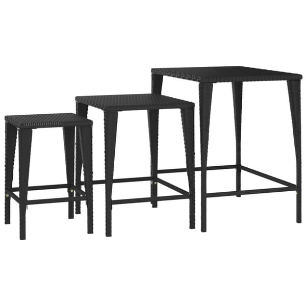 vidaXL indskudsborde 3 stk. polyrattan sort