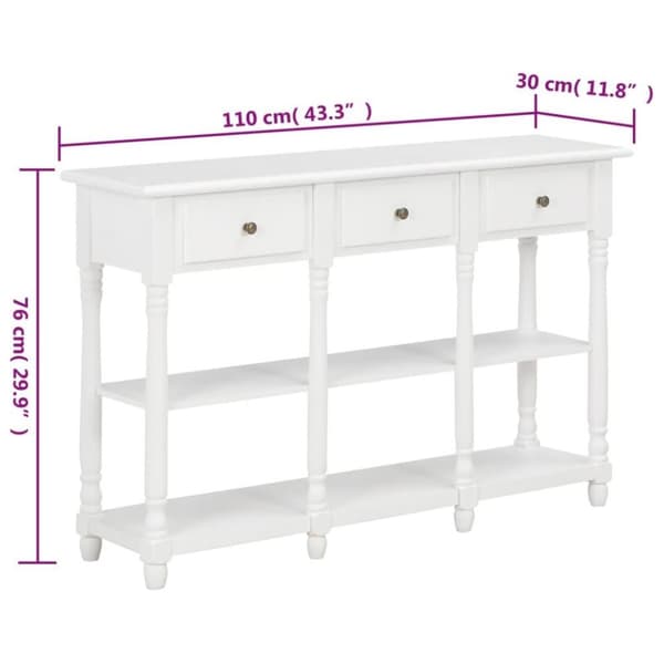 vidaXL konsolbord 110x30x76 cm konstrueret træ hvid