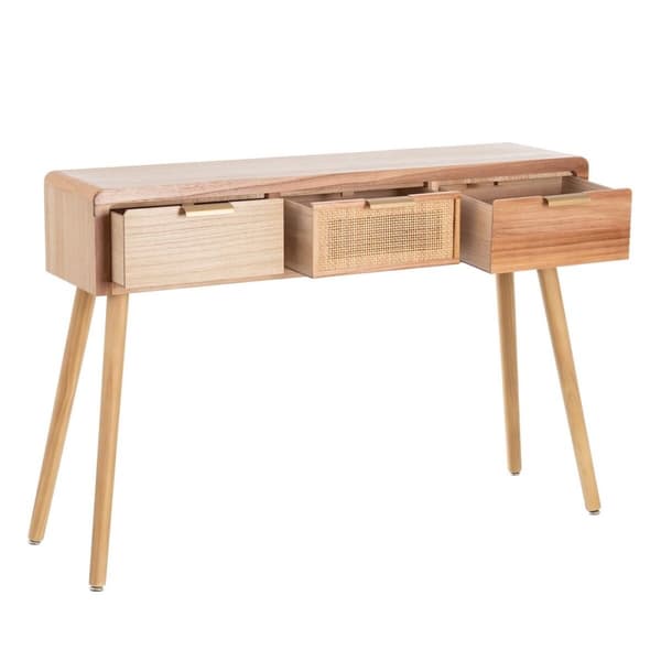 Konsol HONEY Natur Paulonia træ Træ MDF 110 x 30 x 78 cm