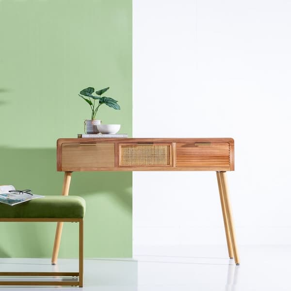 Konsol HONEY Natur Paulonia træ Træ MDF 110 x 30 x 78 cm