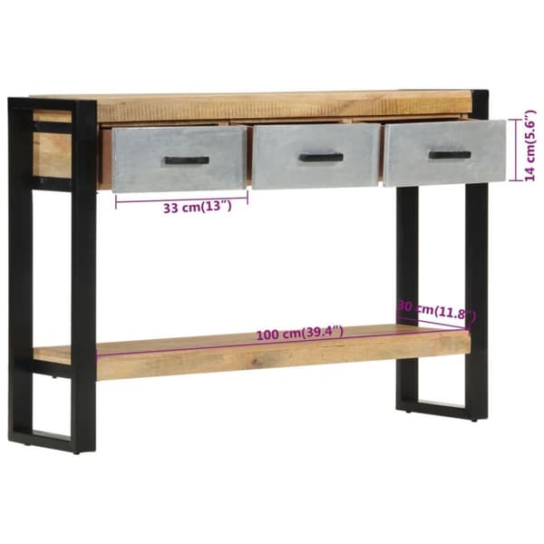 vidaXL Konsollbord 110x30x76 cm grovt heltre mangotre