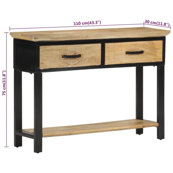 vidaXL Konsollbord 110x30x75 cm grovt heltre mangotre