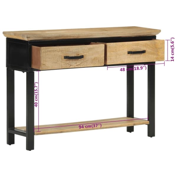 vidaXL Konsollbord 110x30x75 cm grovt heltre mangotre