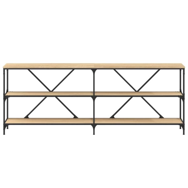 vidaXL konsolbord 200x30x75 cm konstrueret træ og jern sonoma-eg