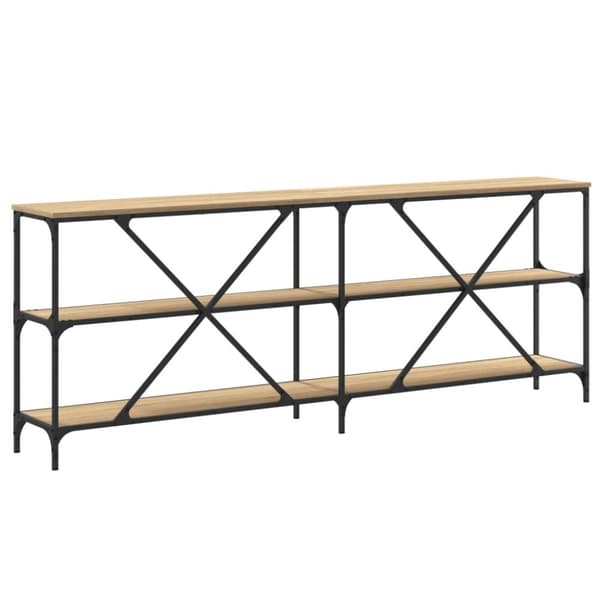 vidaXL konsolbord 200x30x75 cm konstrueret træ og jern sonoma-eg