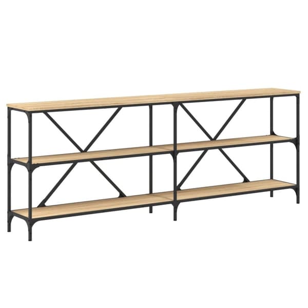 vidaXL konsolbord 200x30x75 cm konstrueret træ og jern sonoma-eg