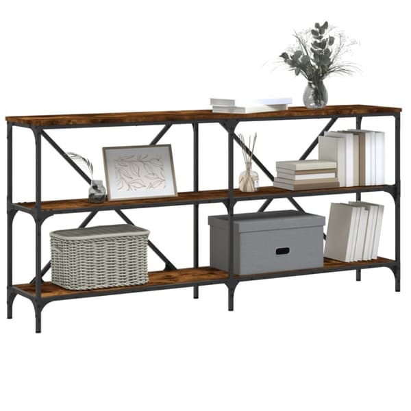 vidaXL Konsolbord rökfärgad ek 160x30x75 cm konstruerat trä och järn