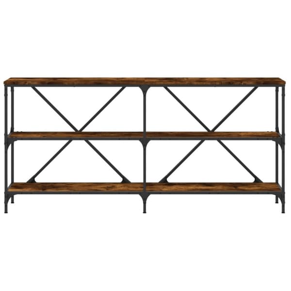 vidaXL Konsolbord rökfärgad ek 160x30x75 cm konstruerat trä och järn