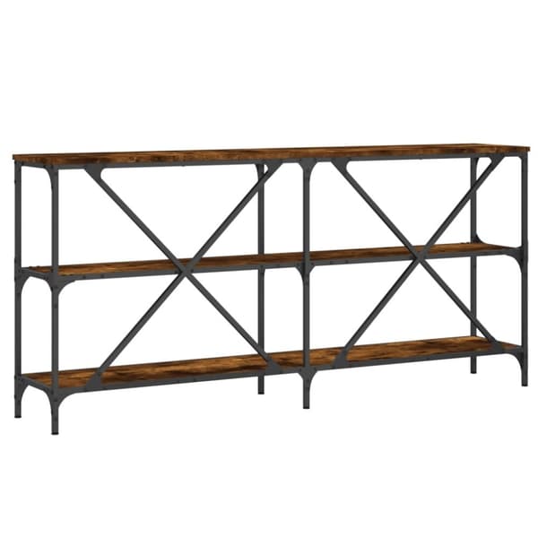vidaXL Konsolbord rökfärgad ek 160x30x75 cm konstruerat trä och järn