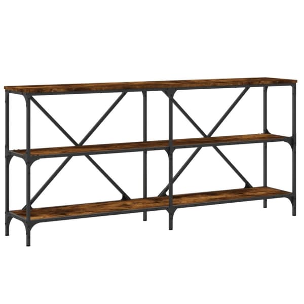 vidaXL Konsolbord rökfärgad ek 160x30x75 cm konstruerat trä och järn