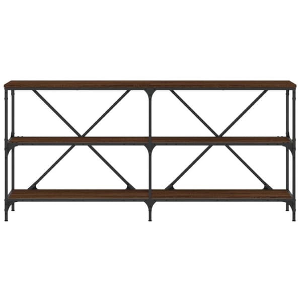 vidaXL konsolbord 160x30x75 cm konstrueret træ og jern brunt egetræ