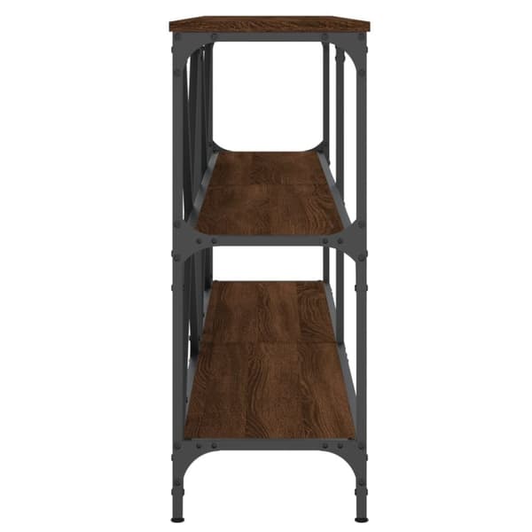 vidaXL konsolbord 160x30x75 cm konstrueret træ og jern brunt egetræ