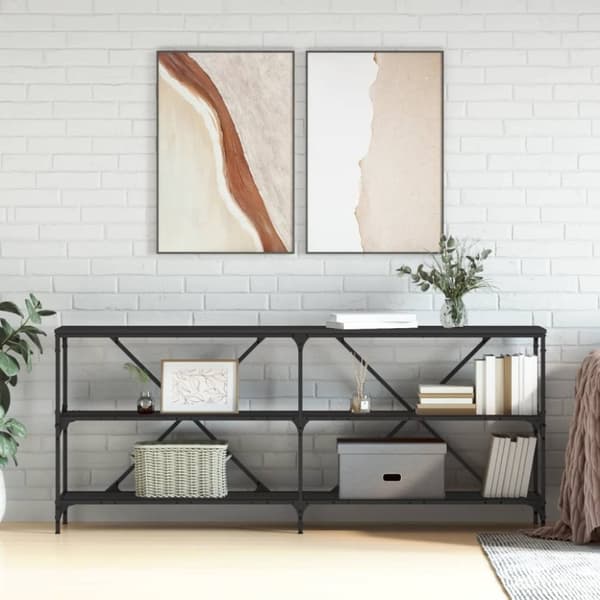 vidaXL Konsollbord svart 180x30x75 cm konstruert tre og jern
