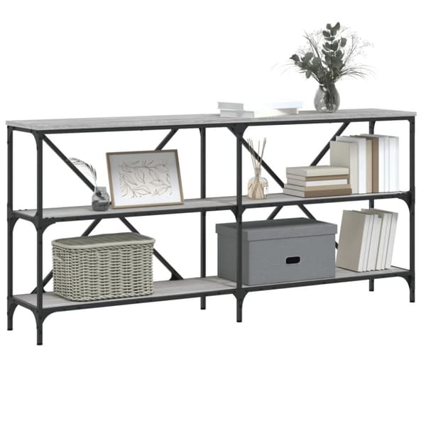 vidaXL konsolbord 160x30x75 cm konstrueret træ og jern grå sonoma-eg