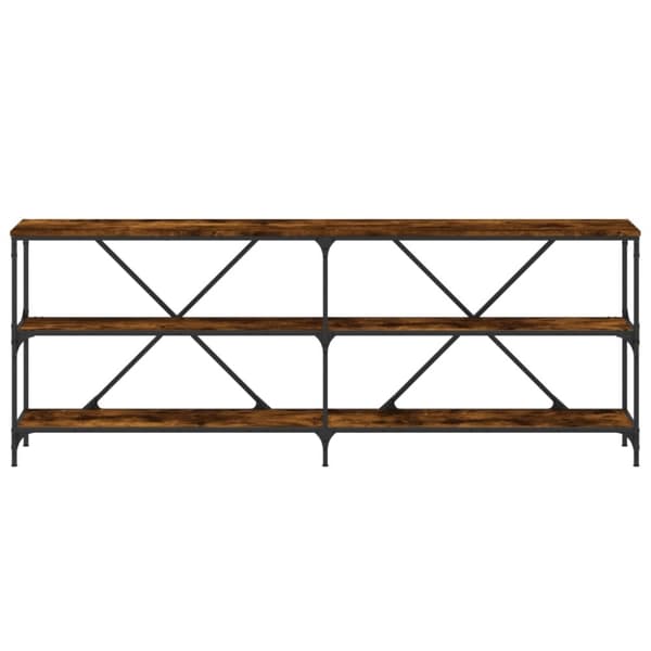 vidaXL Konsolipöytä savutammi 200x30x75 cm tekninen puu ja rauta