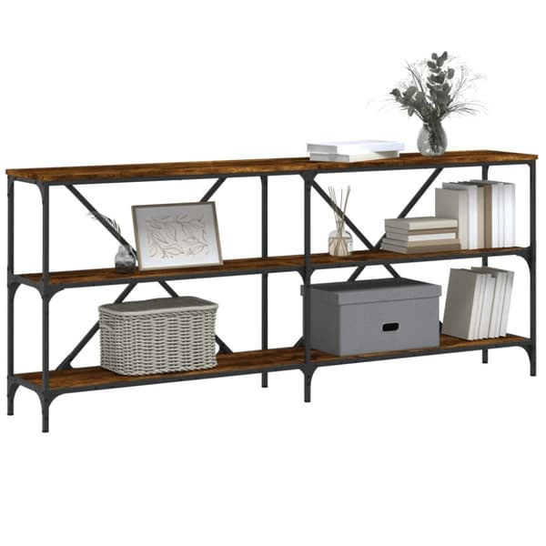 vidaXL konsolbord 180x30x75 cm konstrueret træ og jern røget sonoma-eg